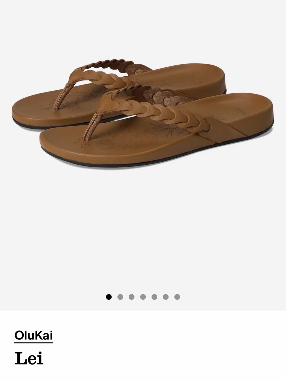 OluKai Lei Braided Leather Thong Sandals / Flip Flops - Tan Size 6